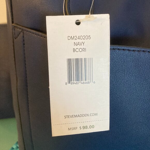 Steve Madden NWT 2 Pc. Set ~ Navy Shoulder Bag with Matching Zipper Pouch - Picture 4 of 16